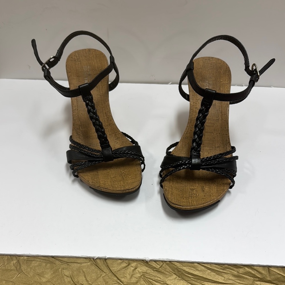 Kenneth Cole Reaction Black Braided Sandals with Ankle Strap